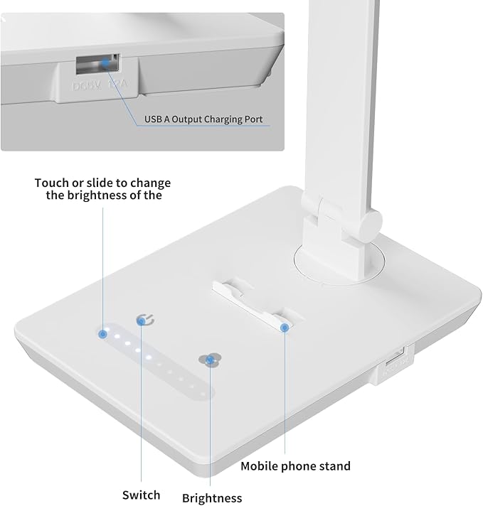 Desk Lamp with USB Charging Port, 14W 900LM Dimmable Eye-Caring Reading LED - Image 8