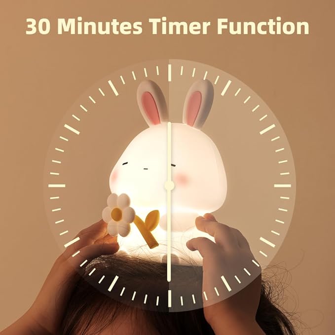 Bunny Night Light for Kids, Cute Rabbit Soft Silicone Lamp, Baby Nursery - Image 3