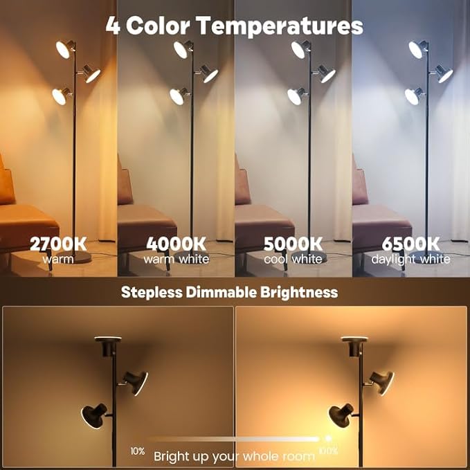 36W LED Tree Floor Lamp, Modern Dimmable Standing Lamp - Image 4