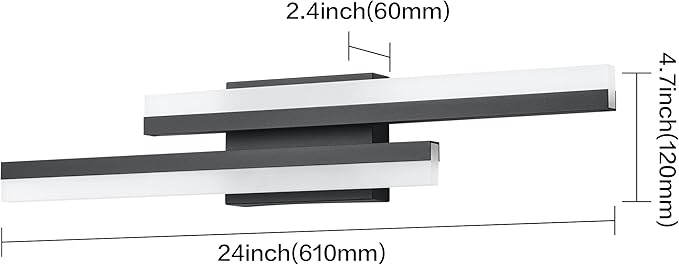 PRESDE 24 Inch LED Vanity Light Bar, Modern Black Bathroom Light Fixtures Over - Image 4