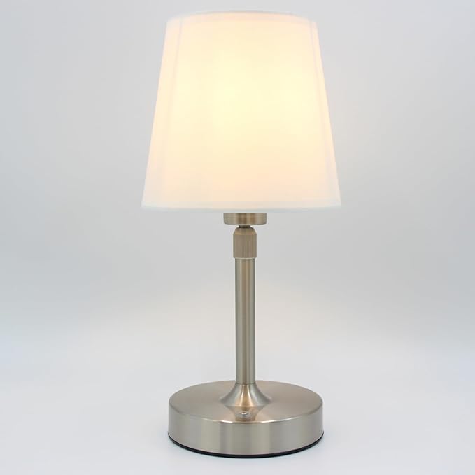 Cordless Table Lamp Rechargeable Touch Silver Mini Small Lamp Adjustable Height by LuckyLume