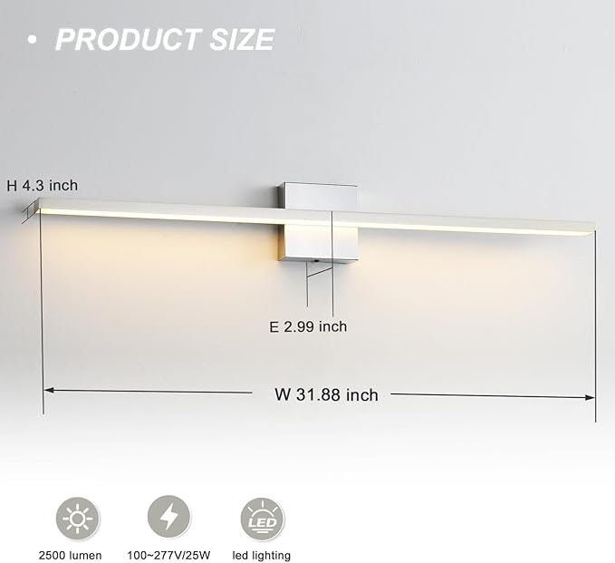 Bathroom Light Fixtures Over Mirror, 32 Inch Brushed Nickel Bathroom Vanity - Image 7