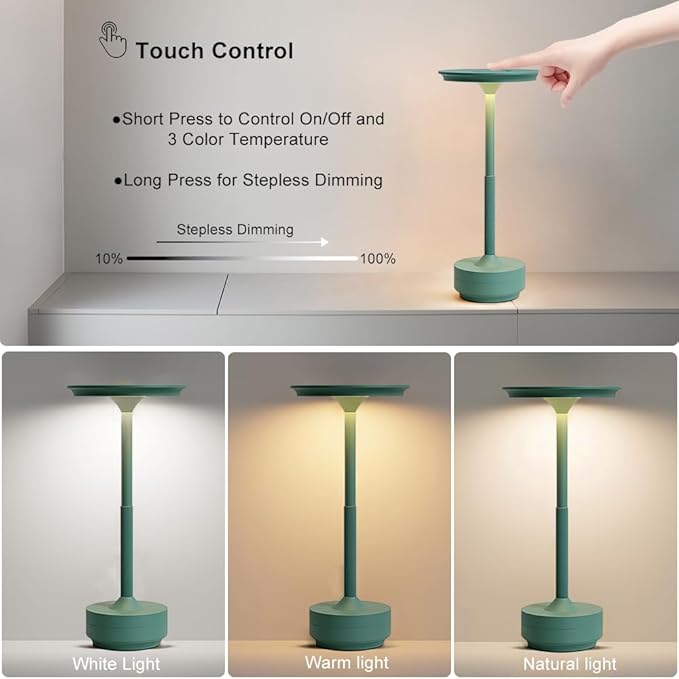 EJQ Cordless Table Lamp Set of 2, Rechargeable Portable LED Bedside Touch Lamp - Image 5