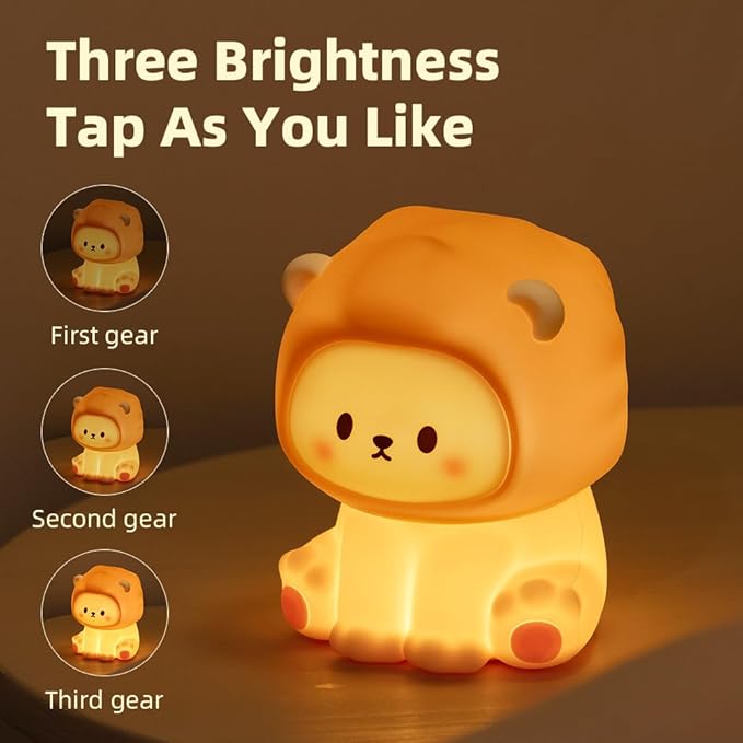 Cute Lion Night Light for Kids, Rechargeable Nursery Lamp - Image 2