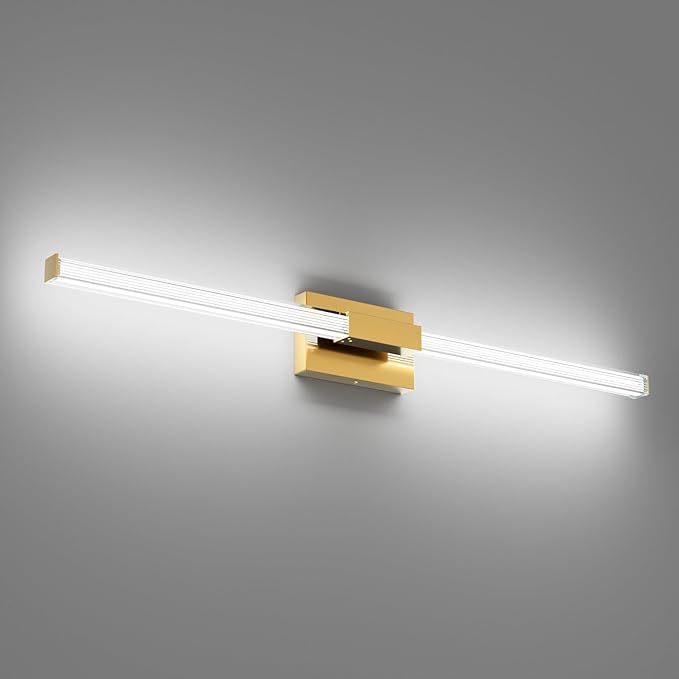 Ralbay Matte Gold 40inch Bathroom Vanity Lights Fixtures Over Mirror 32W Modern by RalbayLighting