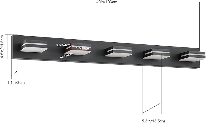 SineRise LED Modern Bathroom Vanity Light Fixtures, Matte Black Modern Acrylic - Image 3