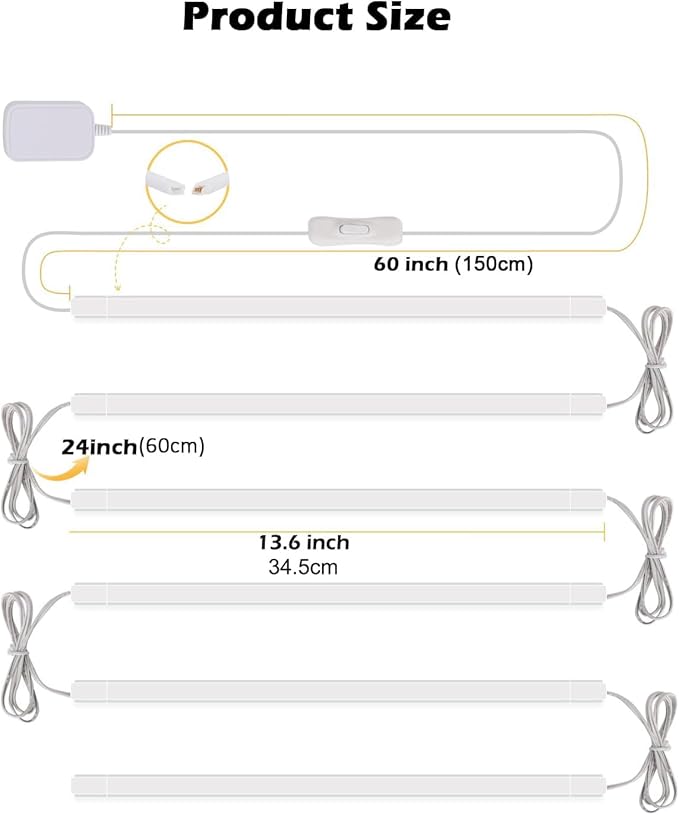 Cefrank Cabinet Lighting 6-Pack 12 inch Seamlessly Linkable Strip Light Bars - Image 8