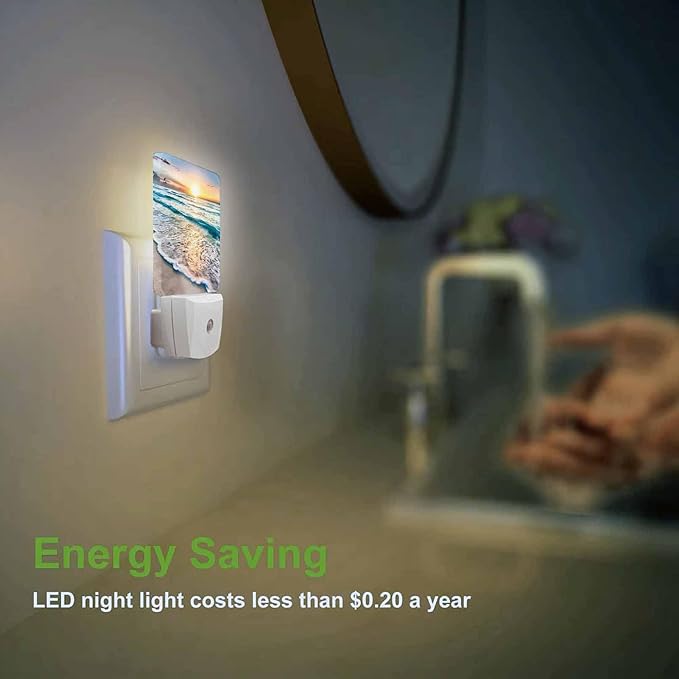 LED Night Light, Sea Waves Beach Sunrise Cloudscape LED Night Light Plug into - Image 4