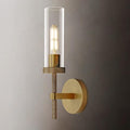 Knurled Brass Wall Sconces Indoors, Glass Tube Sconces Wall Lighting 14" by ZHTIECHUI