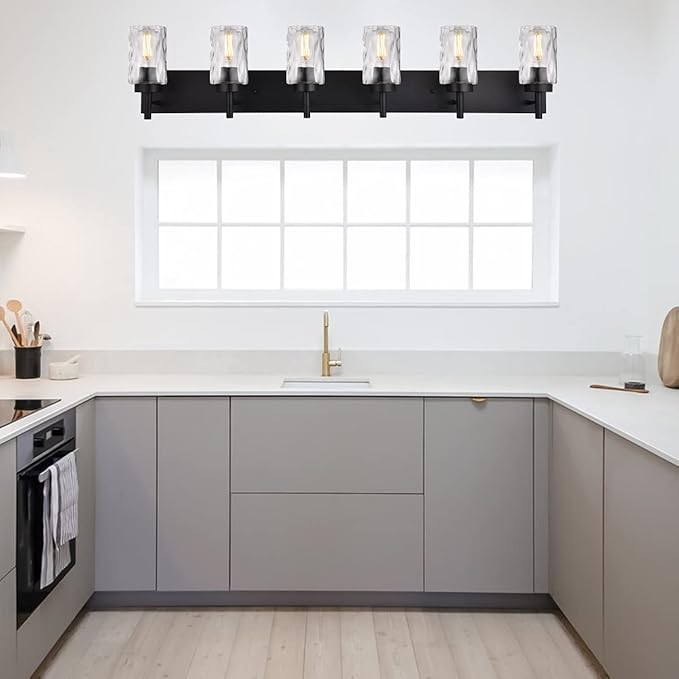 BONLICHT Transitional Bath Vanity Light Fixture 6 Light Black Wall Sconce - Image 6