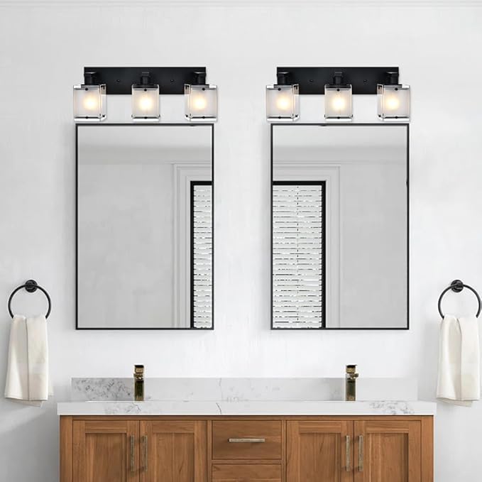 3-Lights Bathroom Light Fixture Over Mirror, Modern Black Wall Sconce Vanity - Image 6