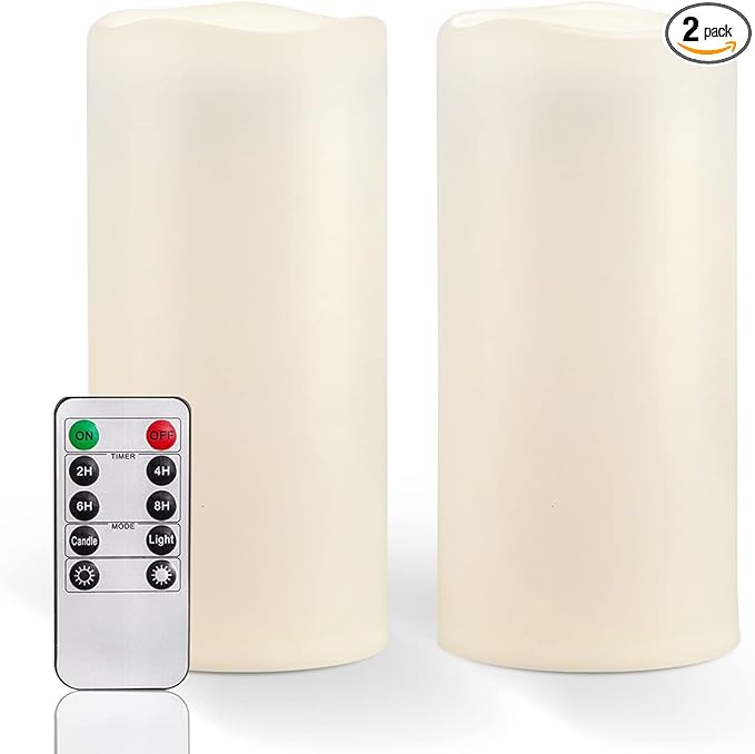 Homemory 8" x 4" Large Waterproof Outdoor Flameless Candles by Homemory