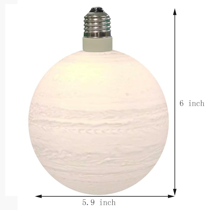 Edison Screw in 3D Print Globe Jupiter Lamp E26/27 Decorative Lights Planet - Image 5