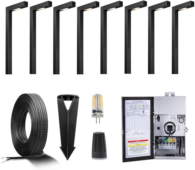 Gardenreet Black Brass Low Voltage Pathway Lights Kit 12V LED by Gardenreet