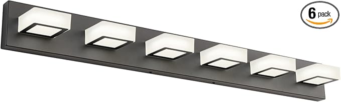 Ralbay Modern Matte Black Bathroom Vanity Light Fixtures 6 Lights Acrylic by RalbayLighting