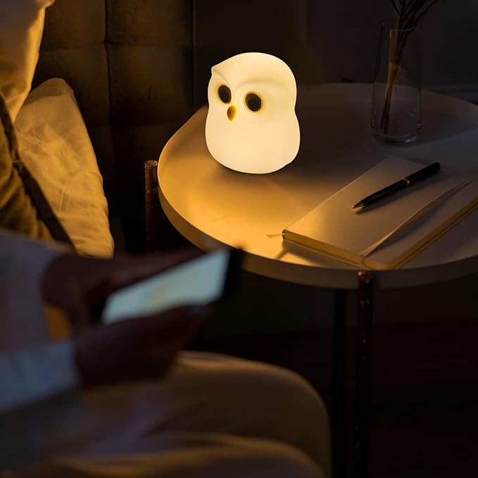 Cute Owl Kids Night Light, USB Rechargeable Cute Animal Lamps, Creative Feeding - Image 4