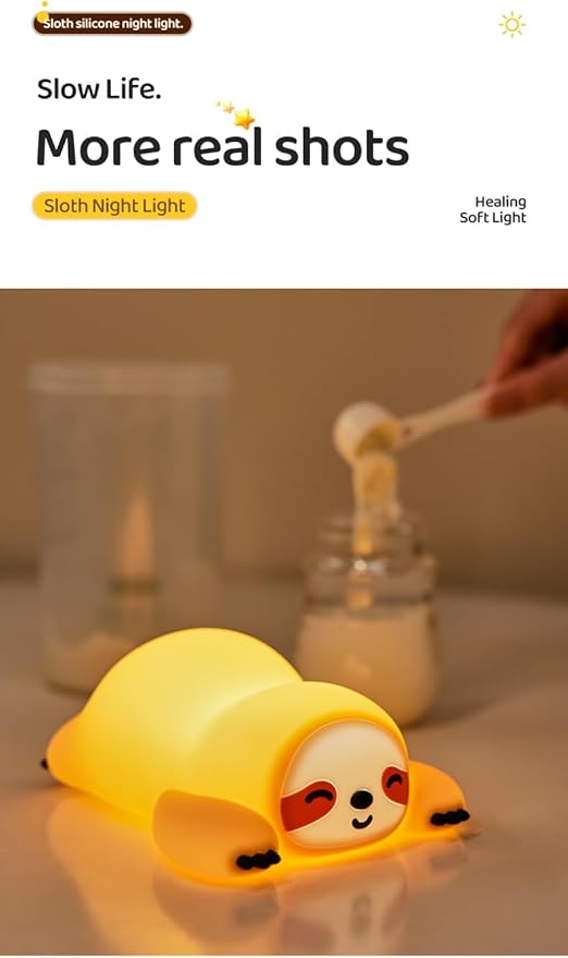 Cute Sloth Night Light, Animal Lamp, Food Grade Silicone, Rechargeable - Image 9
