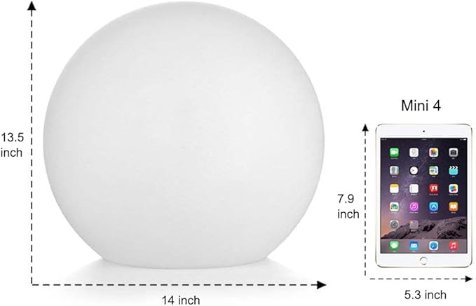 Mr.Go 14-inch LED Ball Light, Cordless Rechargeable Globe Lamp w/Remote - Image 9