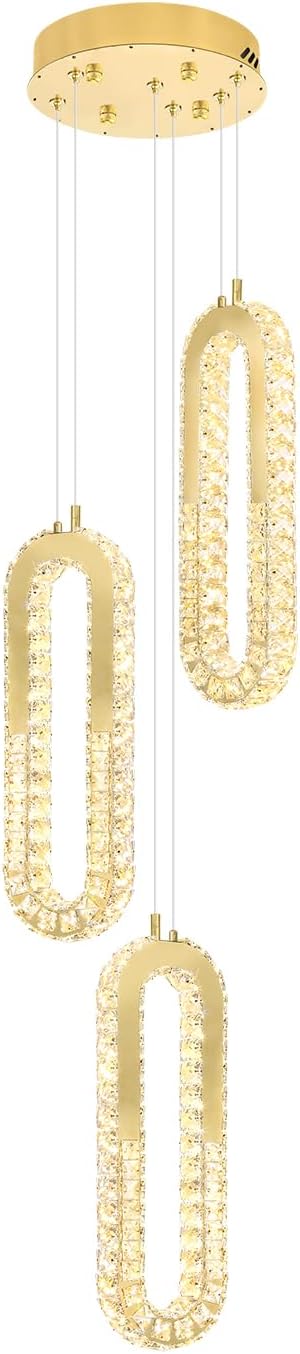 Modern Pendant Light for Kitchen Island Crystal Ring Chandelier Gold LED - Image 8