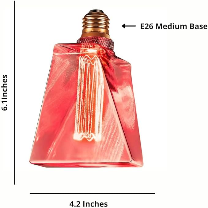 Next Glow RED Light Bulbs LED Vintage Light Bulb 3.5W Equivalent 20W Ice Shaped - Image 4