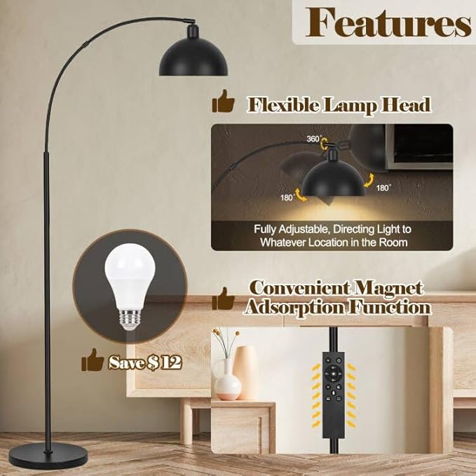 【Upgraded】Black Arc Floor Lamps - Image 3