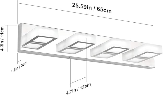 Ralbay LED Modern Vanity Light Bathroom Vanity Lights Over Mirror 4 Light - Image 3