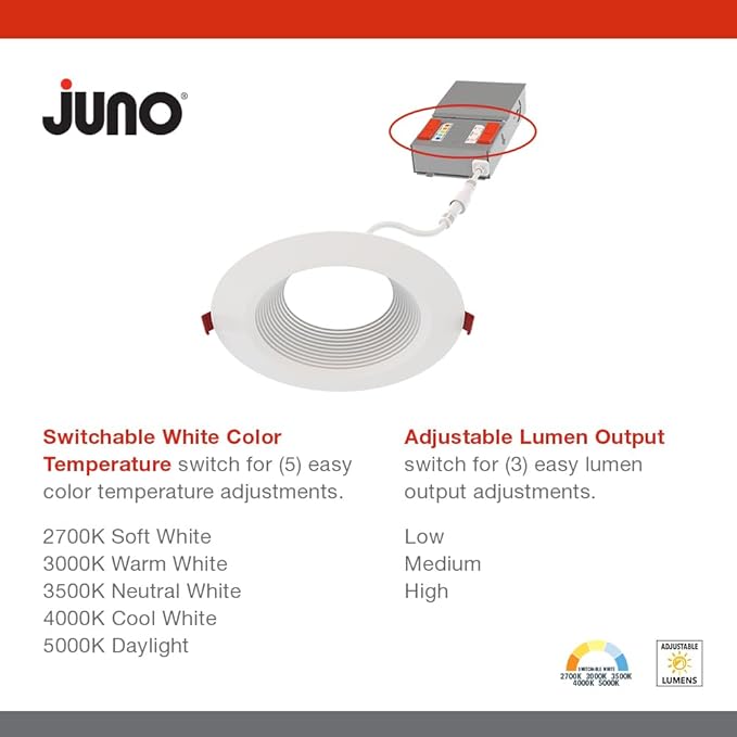 Juno Canless LED Wafer Light, Round Wafer Downlight, 5-in-1 Switchable White - Image 3