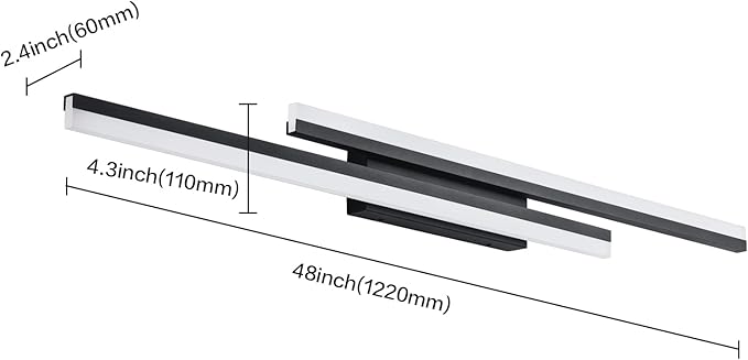 PRESDE 48 Inch LED Vanity Light Bar, Modern Black Bathroom Lighting Fixture - Image 5