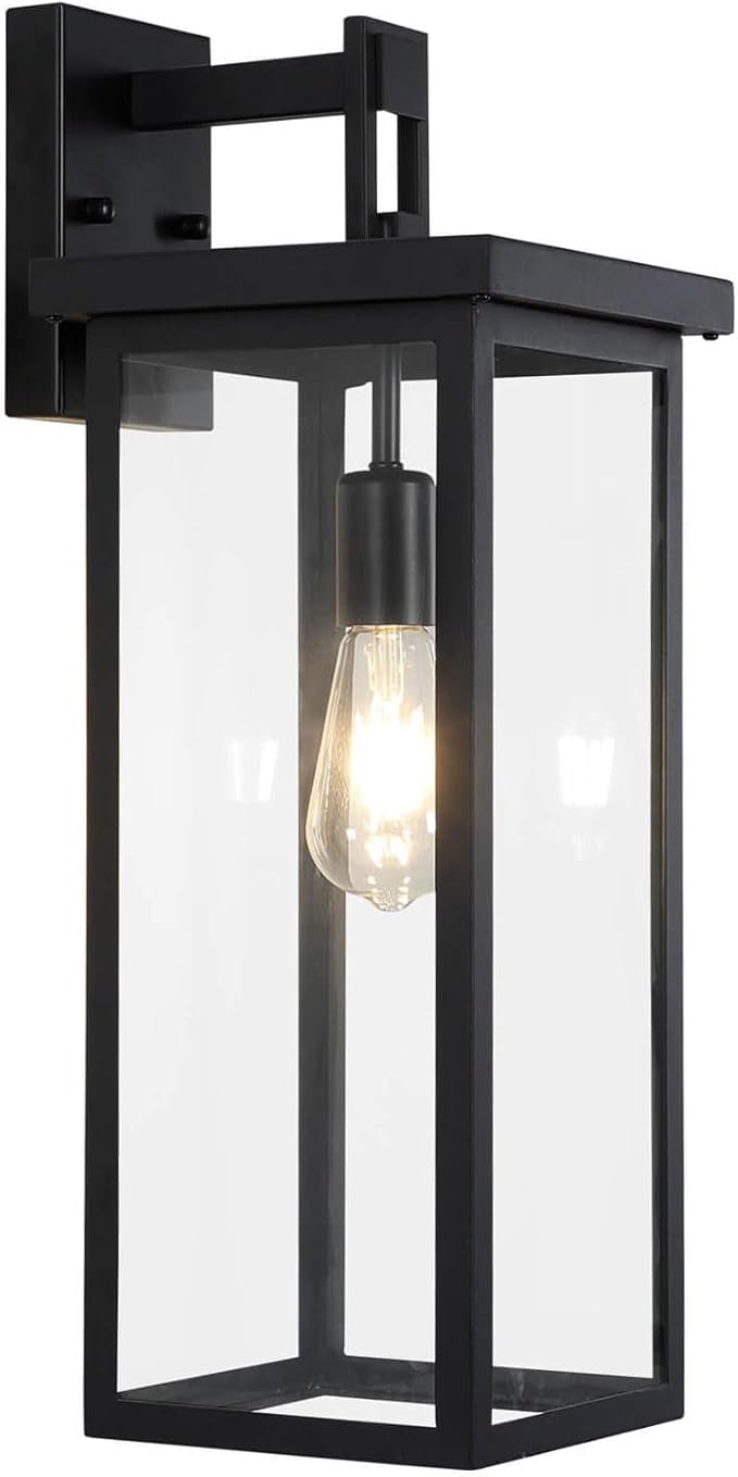 tewei Large Size Outdoor Wall Lantern Exterior Wall Light Fixture, Matte Black by TeweiBrand