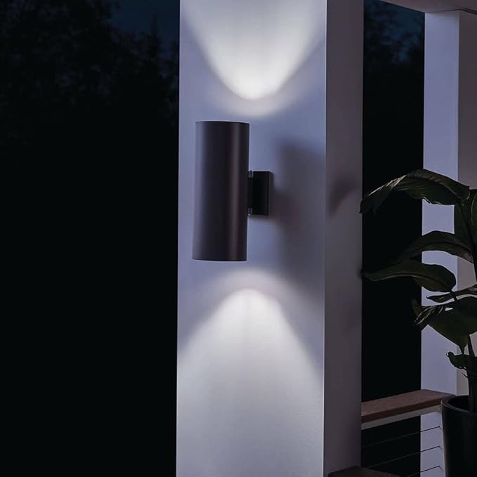 Kichler Cylinders 15" 2-Light Outdoor Cylinder Wall Sconce in Architectural - Image 2
