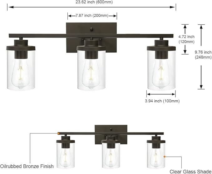 Bathroom Vanity Lighting Farmhouse 3-Light - Image 6
