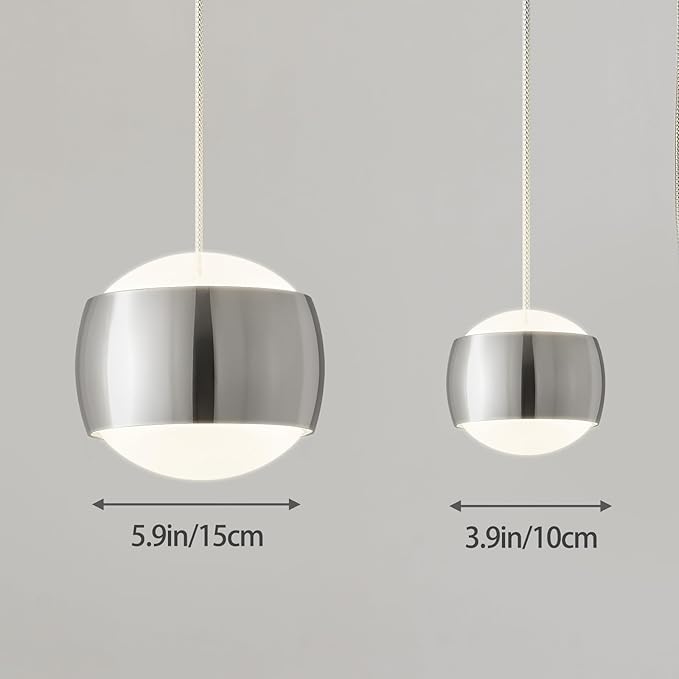 Modern Chrome LED Dimmable Pendant Light fixtures, 6″ Island Pendant Lighting - Image 3