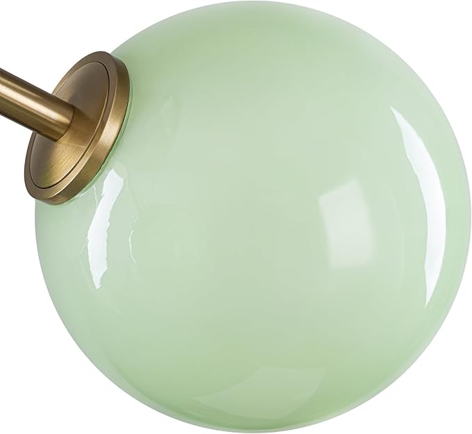 Green Semi Flush Mount Ceiling Light Fixture, 3 Light Opal Glass Globe Mid - Image 9