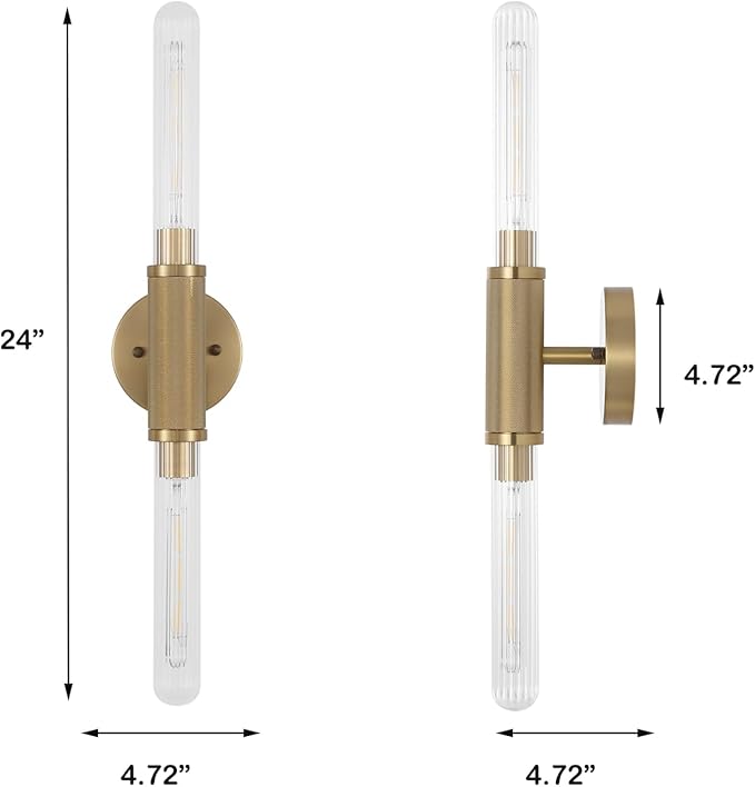 Gold Knurled Texture Wall Sconces 24" Modern Cylinder Bathroom Vanity Lights - Image 4