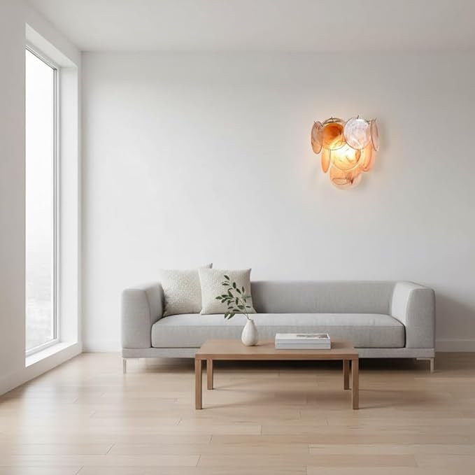 Modern Artistic Wall Sconce, Iridescent Layered Glass Disc Wall Lamp, Unique - Image 4