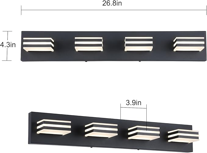 4-Light LED Black Vanity Lights - Image 5