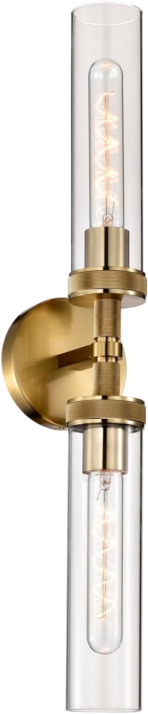 LaLuLa 2-Light Bathroom Vanity Light, Knurled Texture Linear Gold Wall Sconces by LaLuLaLighting