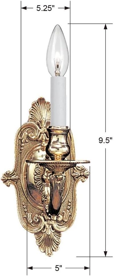 Crystorama 641-PB Wall Sconce, 1-Light 60 Watts, Polished Brass - Image 2