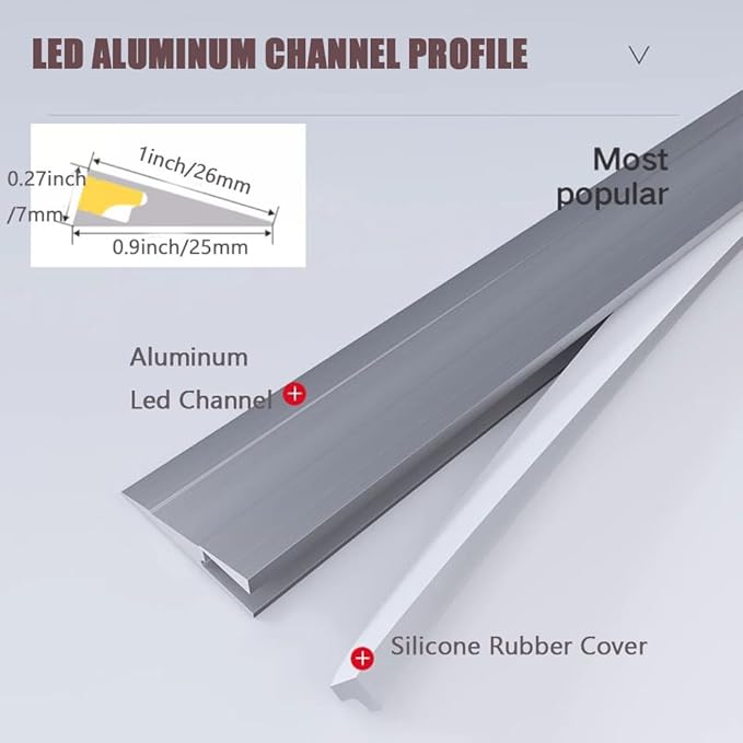 5 Pack LED Aluminum Channel Profile Under Cabinet, Self Adhesive Ultra Thin - Image 4
