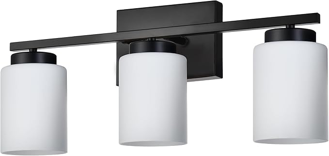 VINLUZ Black Bathroom Vanity Light, 3-Light Modern Wall Sconce Lighting by VINLUZ