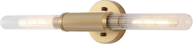 Gold Knurled Texture Wall Sconces 24" Modern Cylinder Bathroom Vanity Lights by BAODEN