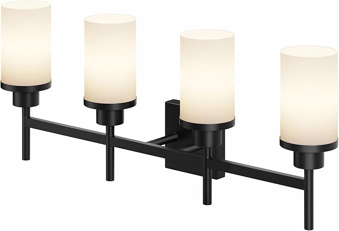 Wall Light Fixtures 4-Light Over Mirror, Matte Black Vanity Lights by AONEON