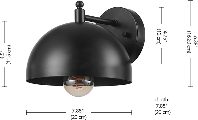 GLOBE Electric 65000047 1-Light Wall Sconce, Matte Black, Wall Lights - Image 8