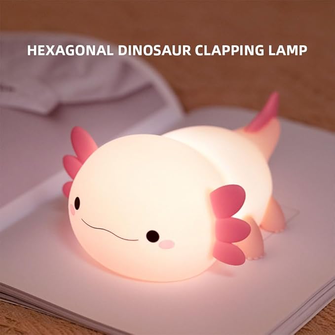 Axolotl Night Light – Cute Rechargeable Dimmable Silicone Lamp, Kawaii Room - Image 2
