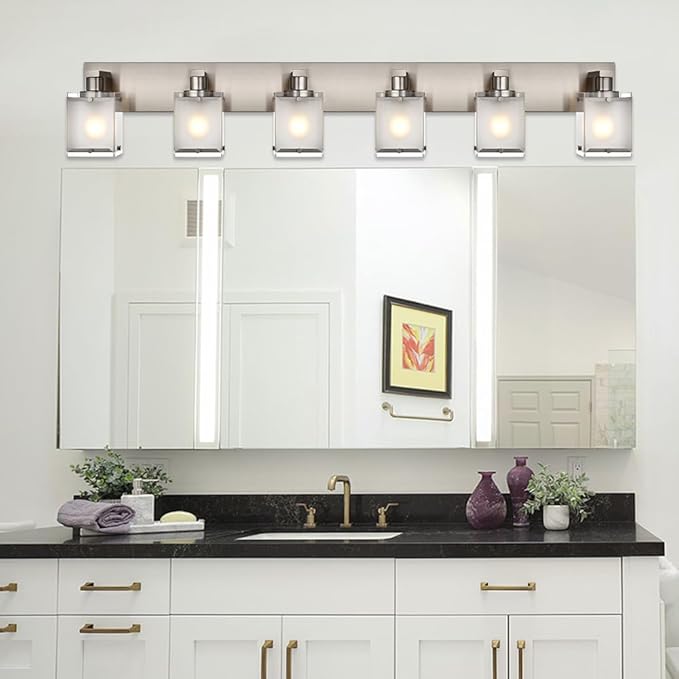 6-Lights Bathroom Vantiy Light Over Mirror, Modern Black Vanity Lighting - Image 3