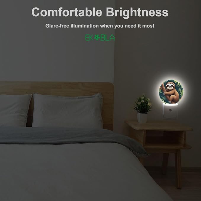 EKOBLA Cute Sloth LED Night Light Tropical Animal Jungle Tree Plug-in - Image 4