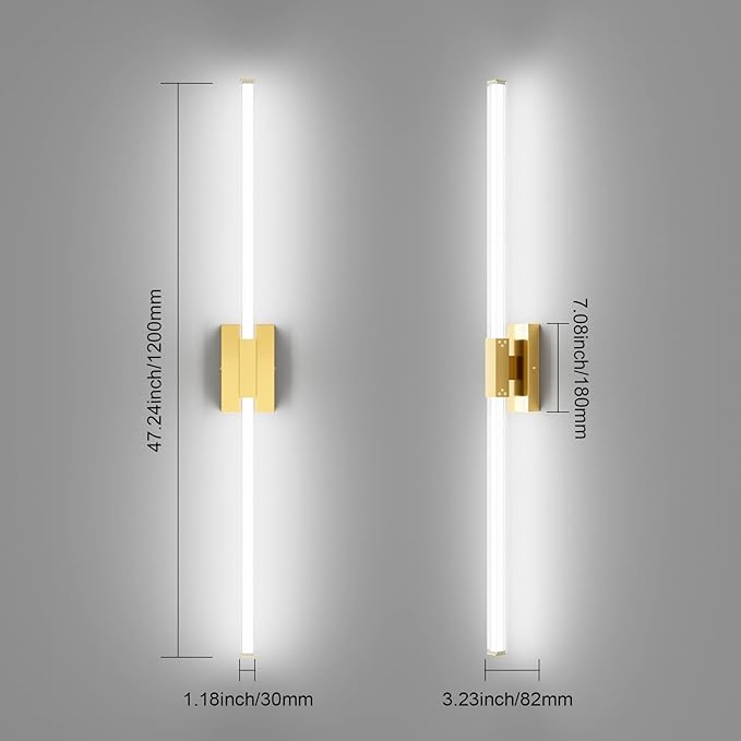 Ralbay 48inch Gold Bathroom Vanity Lights Bar 36W Modern LED Gold Vanity Light - Image 6