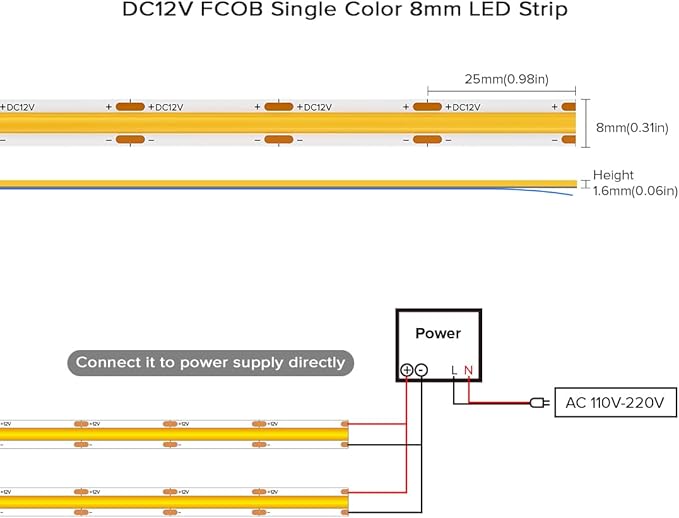 16.4FT COB LED Strip Light Green, 24V 8MM Width Flexible High Density Uniform - Image 6