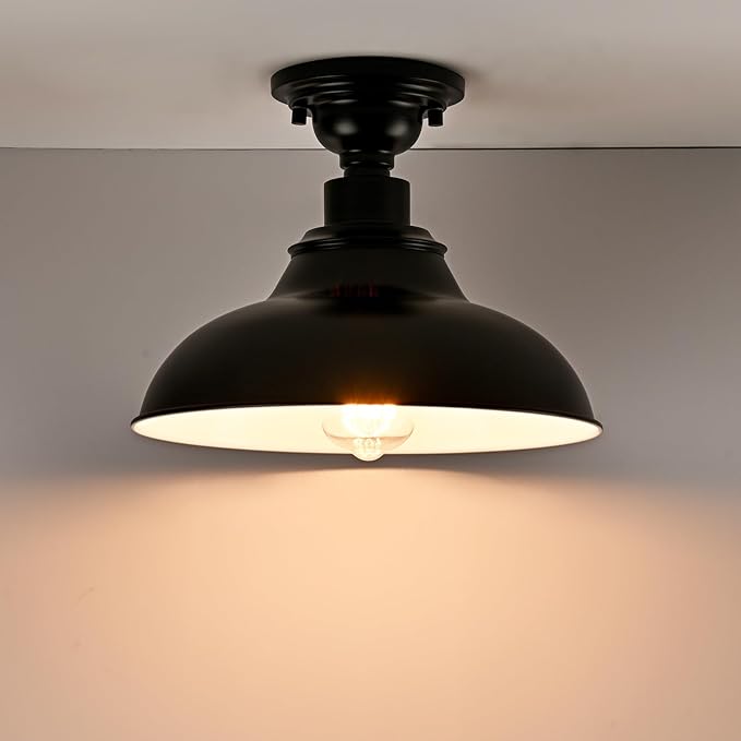 SAMTEEN Farmhouse Black Semi Flush Mount Ceiling Light 2 Pack Modern Barn - Image 8