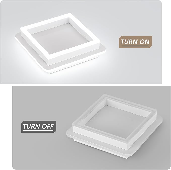 CANEOE 3 Packs Square Flush Mount Ceiling Light, 6000K Black Modern LED Ceiling - Image 5
